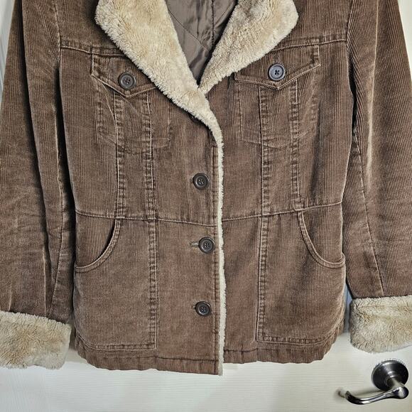 Vintage Northcrest Women's Dark Brown Corduroy Jacket with Tan Fur Collar Sz S - Picture 5 of 7
